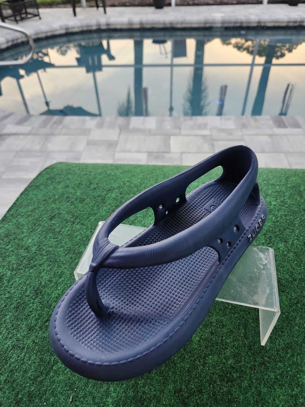 zuoba Navy Casual Slip-On Thong Loafer Slides Waterproof